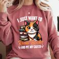 Kawaii Feline Book Reading Read Books Pet My Calico Cat Men Women Comfort Colors Sweatshirt Orchid