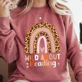 Leopard Teacher Wild About Reading Books Reader Librarian Comfort Colors Sweatshirt Orchid