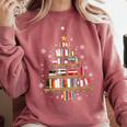 Library Books Christmas Tree Teacher Xmas Snowflake Comfort Colors Sweatshirt Orchid Library Books Christmas Tree Teacher Xmas Snowflake Comfort Colors Sweatshirt Orchid