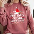 Most Likely To Read A Book On Christmas Family Matching Comfort Colors Sweatshirt Orchid