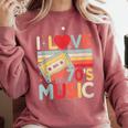 I Love 70's Music Retro Style Nostalgia Cassette 1970s Party Comfort Colors Sweatshirt Orchid