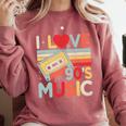 I Love 90's Music Retro Style Nostalgia Cassette 1990s Party Premium Tri-Blend Comfort Colors Sweatshirt Orchid