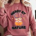 Nerdy By Nature Chibi Cute Book Lover Comfort Colors Sweatshirt Orchid