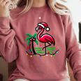 Nostalgia Holiday Tees -Adult Christmas Flamingo Small Short Sleeve Crew Neck Cotton Polyester Lightweight Ribbed Cuff Winter Comfort Colors Sweatshirt Orchid