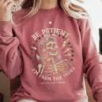 Be Patient With Me I'm From The 1900s Skeleton Women Comfort Colors Sweatshirt Orchid