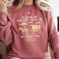 Please Be Patient I'm From The 1900s Retro Pixel Horse Wagon Comfort Colors Sweatshirt Orchid