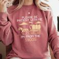 Please Be Patient I'm From The 1900s Retro Pixel Horse Wagon Premium Comfort Colors Sweatshirt Orchid