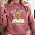 Plot Twist I'm Pregnant Literary Pregnancy Announcement Book Comfort Colors Sweatshirt Orchid