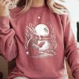 Rabbit Reading Book Full Moon Lake Scenery Comfort Colors Sweatshirt Orchid