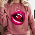 Rainbow Lips With a Cherry In The Mouth 80s Nostalgia Premium Tri-Blend Comfort Colors Sweatshirt Orchid Rainbow Lips With a Cherry In The Mouth 80s Nostalgia Premium Tri-Blend Comfort Colors Sweatshirt Orchid