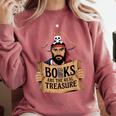 Read Book Reader Library Reading Librarian Pirate Bookworm Comfort Colors Sweatshirt Orchid
