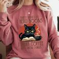 i Read Books And i Know Things Cat Reading Coffee Comfort Colors Sweatshirt Orchid