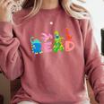 Reading Dinosaur T Rex Dino Book Lover Comfort Colors Sweatshirt Orchid