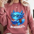 Readsolotl Blue Kawaii Axolotl Book Lover Reading Comfort Colors Sweatshirt Orchid Readsolotl Blue Kawaii Axolotl Book Lover Reading Comfort Colors Sweatshirt Orchid