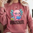 Readsolotl Cute Axolotl Reading Book Kawaii Pink Aesthetic Comfort Colors Sweatshirt Orchid