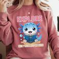 Readsolotl Kawaii Axolotl Book Lover Reading Comfort Colors Sweatshirt Orchid