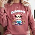 Readsolotl Pink Kawaii Axolotl Read Book Lover Reading Comfort Colors Sweatshirt Orchid