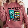Respect Elders Cellphone Pushing Books In a Wheelchair Comfort Colors Sweatshirt Orchid