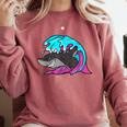 Retro 80s Shark Whale Diving Nostalgia Shark Party Comfort Colors Sweatshirt Orchid
