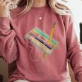 Retro Cassette And Pencil 80s 90s Nostalgia Music Lover Comfort Colors Sweatshirt Orchid