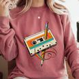 Retro Cassette Tape & Pencil Rewind Nostalgia Party 80s 90s Comfort Colors Sweatshirt Orchid