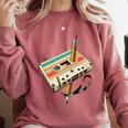 Retro Cassette Tape & Pencil Rewind Nostalgia Party 80s 90s Premium Comfort Colors Sweatshirt Orchid