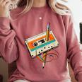 Retro Cassette Tape & Pencil Rewind Nostalgia Party 80s 90s Comfort Colors Sweatshirt Orchid