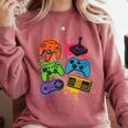 Retro Gamer Controller 80s 90s Video Game Arcade Nostalgia Comfort Colors Sweatshirt Orchid