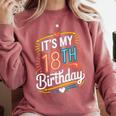 Retro It's My 18th Birthday Boho Nostalgia Women Kids Comfort Colors Sweatshirt Orchid Retro It's My 18th Birthday Boho Nostalgia Women Kids Comfort Colors Sweatshirt Orchid