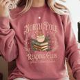 Retro North Pole Reading Club Hot Cocoa Book Lovers Xmas Comfort Colors Sweatshirt Orchid Retro North Pole Reading Club Hot Cocoa Book Lovers Xmas Comfort Colors Sweatshirt Orchid