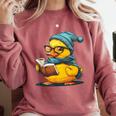 Rubber Duck Reading Book Rubber Duckie Reader Coffee Lover Comfort Colors Sweatshirt Orchid