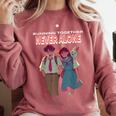 Running Together Always Connected Anime Nostalgia Message Comfort Colors Sweatshirt Orchid