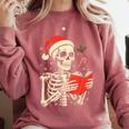 Skeleton Reading Book Christmas Teacher Librarian Book Lover Comfort Colors Sweatshirt Orchid