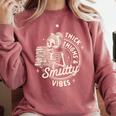 Smut Book Reader Spicy Romance Thick Thighs & Smutty Vibes Comfort Colors Sweatshirt Orchid