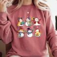 Snowman Reading Books Teacher Christmas Librarian Bookworm Comfort Colors Sweatshirt Orchid