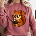 Squirrel Reading Book Lover Comfort Colors Sweatshirt Orchid Squirrel Reading Book Lover Comfort Colors Sweatshirt Orchid