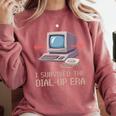 I Survived The Dial-Up Era Retro 90s Nostalgia Premium Tri-Blend Comfort Colors Sweatshirt Orchid