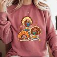 Turkey Read Books Reading Fall Thanksgiving Teacher Comfort Colors Sweatshirt Orchid