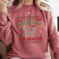 All I Want For Christmas Is A Dragon & Books Ugly Sweater Comfort Colors Sweatshirt Orchid