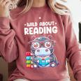 Wild About Reading Book Lover Hippo Comfort Colors Sweatshirt Orchid
