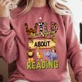 Wild About Reading Reading Books And Bookworm Library Day Comfort Colors Sweatshirt Orchid