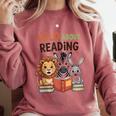 Wild About Reading Zoo Animals For Bookworm Book Reader Comfort Colors Sweatshirt Orchid