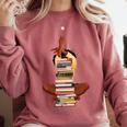 Woman And Books Stack Afro Girl Book Lover Comfort Colors Sweatshirt Orchid