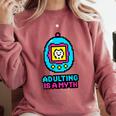 Women's Adulting Is A Myth Retro Pixel Pet Nostalgia Millennials Comfort Colors Sweatshirt Orchid