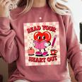 Women's Read Your Heart Out Groovy Bookish Valentine Day Women Girls Comfort Colors Sweatshirt Orchid