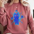 Yk2 Grunge Earthy Blue Cat With Stars Tomboy 90s Nostalgia Premium Tri-Blend Comfort Colors Sweatshirt Orchid