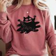 Yk2 Grunge Scary Cat With Tail Tomboy 90s Nostalgia Indie Comfort Colors Sweatshirt Orchid