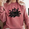Yk2 Grunge Scary Cat With Tail Tomboy 90s Nostalgia Indie Comfort Colors Sweatshirt Orchid