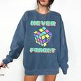 80s 90s Nostalgia Magic Cube Retro Party Costume Comfort Colors Sweatshirt Blue Jean