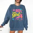 80's Girl Roller Skates Skating Eighties 1980s Nostalgia Comfort Colors Sweatshirt Blue Jean